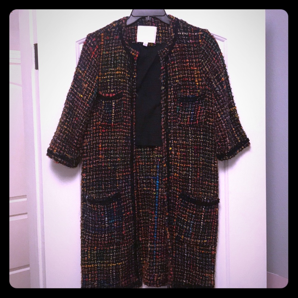 Anthro Multicolored Tweed Coat
